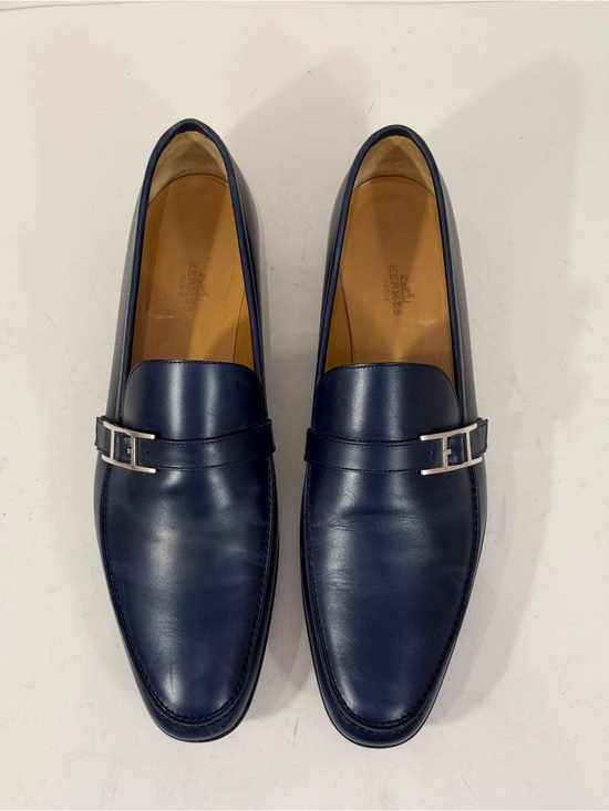 Hermes Other - Hermès Men’s US 12 EU 45 Navy Blue Leather H Buckle Loafers NEW Box Dust Bag